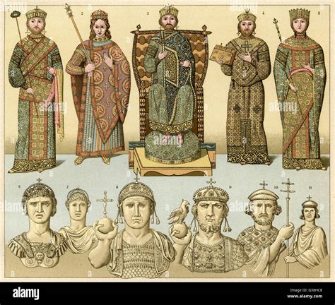 Byzantine emperors and empresses. Date: 7th to 11th century Stock Photo ...