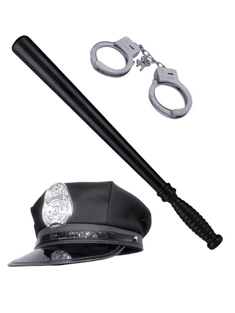 ABS Plastic Police Costumes Accessories - Handcuffs And Baton, For