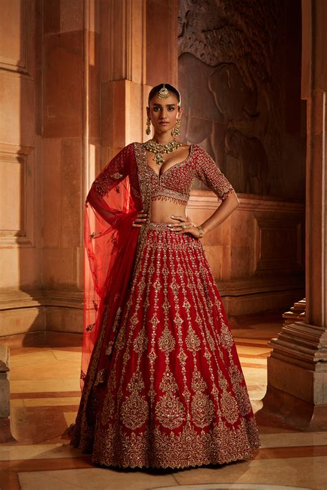 Deep Red Bridal Lehenga Choli Set – Nitika Gujral
