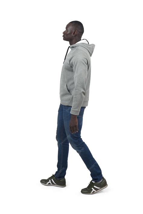 premium photo side view   man walking  white backgrouond