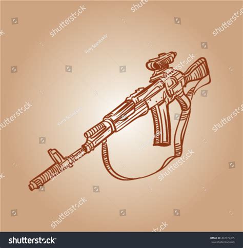 Sketch Kalashnikov Assault Rifle Sketch Ak47 Stock Vector (Royalty Free ...