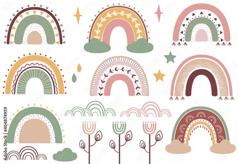 Boho Rainbow Clipart Stock Vector | Adobe Stock