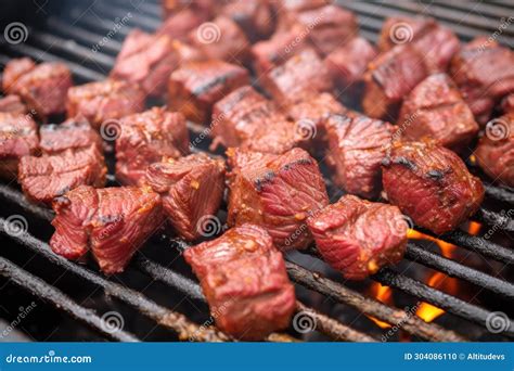 Closeup of Garlic Bbq Steak Tips with Grill Marks Stock Photo - Image ...