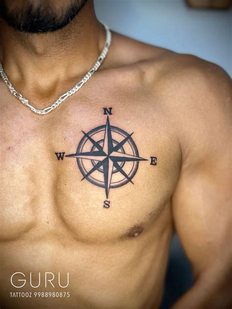 navigation tattoo  chest compass tattoo design men chest compass
