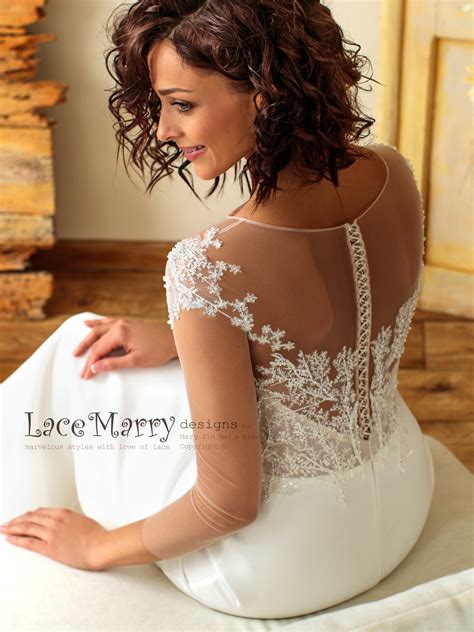 Lacy Wedding Dress With Buttons On Back Modern Mermaid Vintage Wedding
