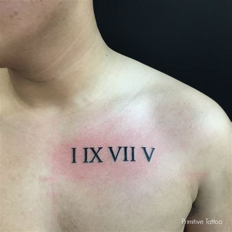 roman numerals travis chest primitive tattoo perth - Primitive Tattoo