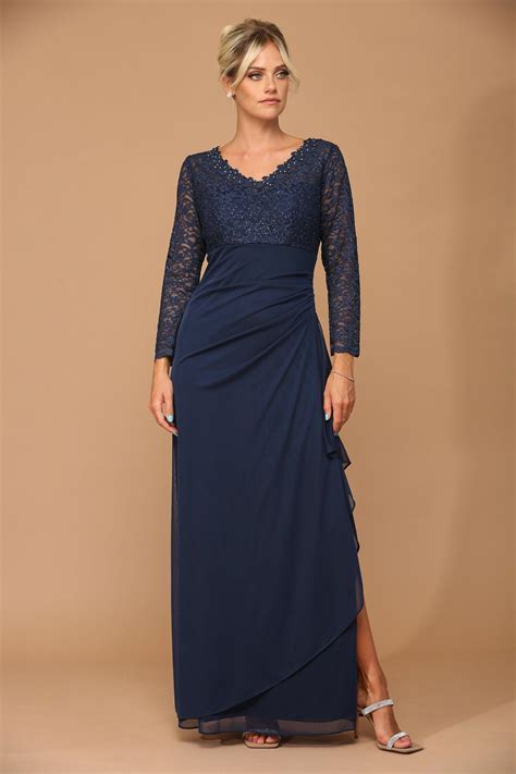 Long Sleeve Formal Mother of the Bride Evening Gown | The Dress Outlet