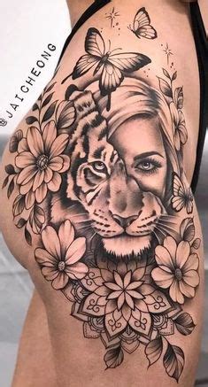 Tiger Thigh Tattoo