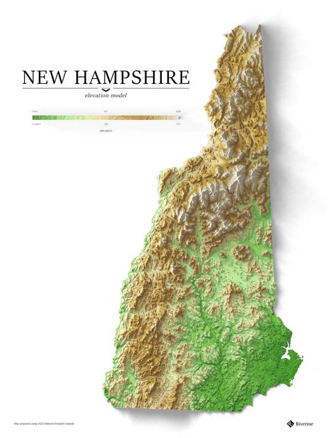 New Hampshire Elevation Map with Exaggerated Shaded Relief [OC] : r