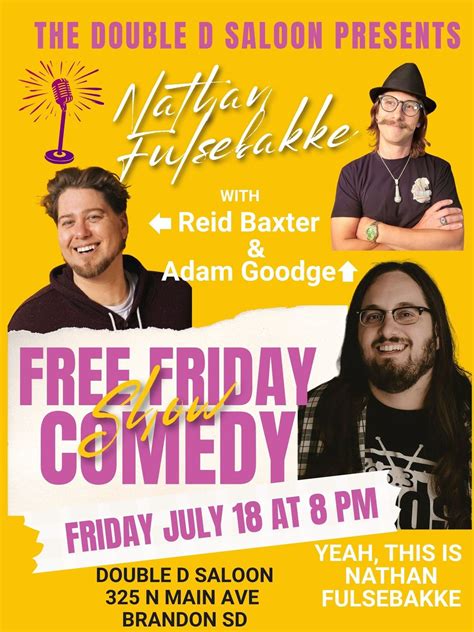 FREE Friday Night Comedy at The Double D with Nathan Fulsebakke, Reid