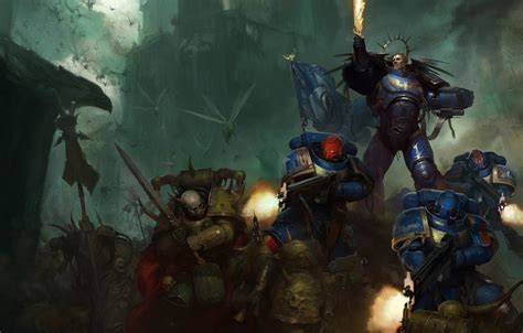 Photo Wallpaper Space Marine, Ultramarines, Warhammer - Dark Imperium Plague War - 1332x850 ...