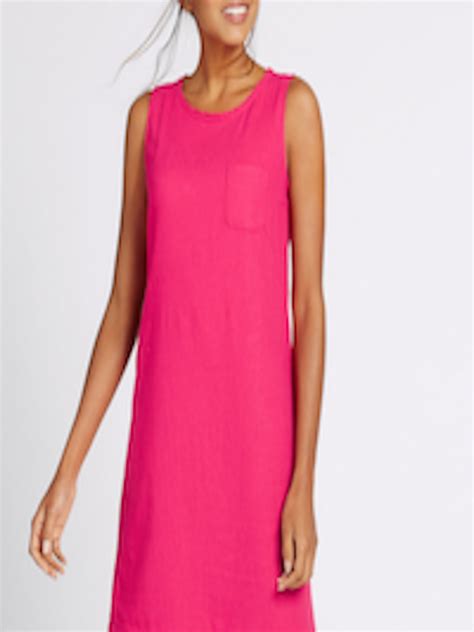 Buy Marks & Spencer Women Pink Solid A Line Dress - Dresses for Women ...