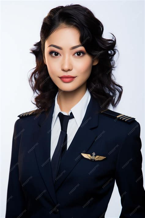 Premium AI Image | Portrait of beautiful asian stewardess in uniform