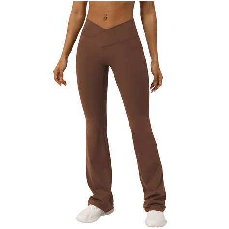 Htigea Womens V Cross Waisted Leggings High Waisted Butt Lifting Flare