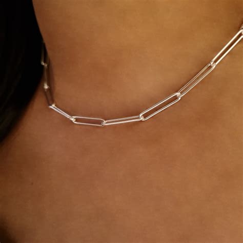 Rectangle Link Chain Silver I Paper Clip Link Chain Silver I Safana