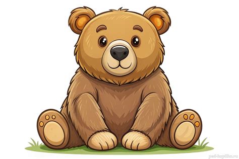 Медвежонок сидит на траве. Картинка для детей 2-5 лет