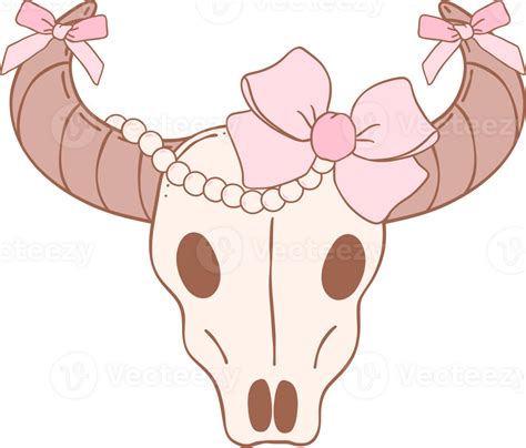 coquette cowgirl bull skull  png