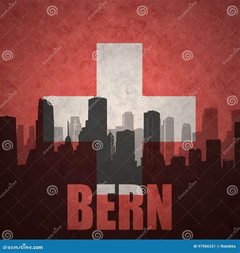 Bern Swiss Skyline And Landmarks Silhouette Vector | CartoonDealer.com