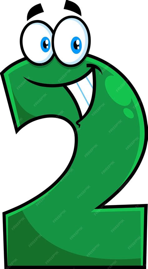 funny green number   cartoon character vector hand drawn