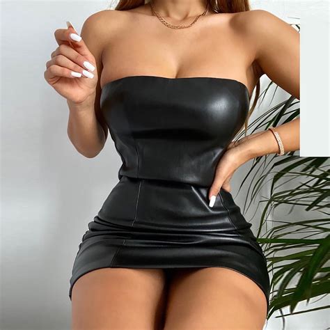 Short Tight Leather Dress