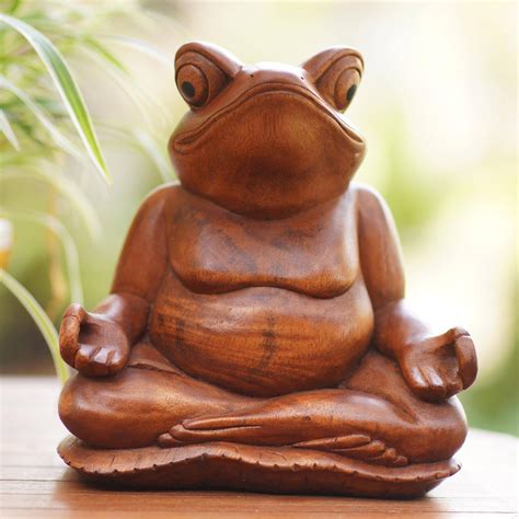 Wood sculpture, 'Meditating Frog' | Wood sculpture, Sculpture, Family ...