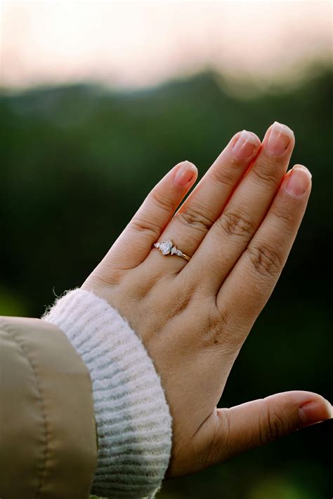 close  photo   engagement ring  stock photo