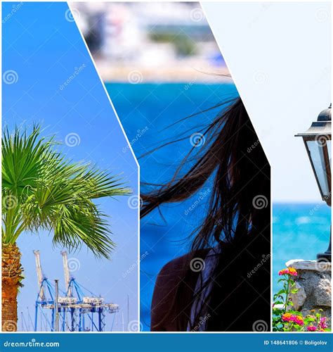 Collage Picture of Bright Summer in Cyprus Stock Photo - Image of