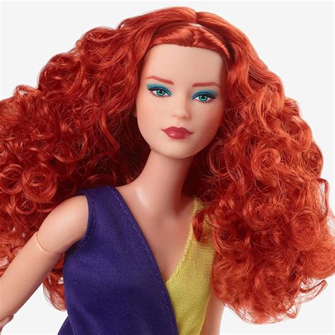 Кукла Барби коллекционная Рыжая с кудрявыми волосами Колор-блок Barbie ...