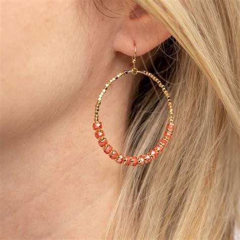 Beaded Hoop Earrings - Etsy