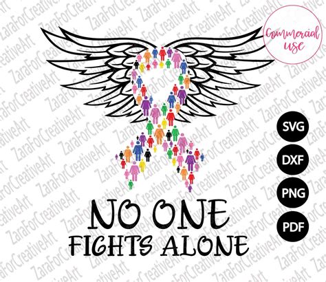 Multi Color Ribbon All Cancer Awareness Svg No One Fights - Etsy