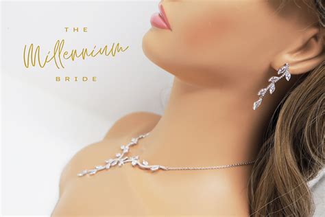 Swarovski Crystal Vine Leaves Necklace Long Bridal Jewelry - Etsy