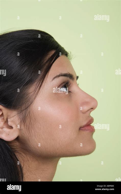 Side profile face looking upwards hi-res stock photography and images - Alamy