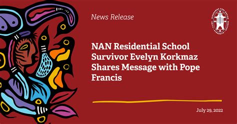NAN Residential School Survivor Evelyn Korkmaz Shares Message with Pope