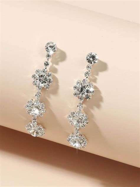 Sparkly Silver Elegant Earrings Wedding Earrings Bridal - Etsy