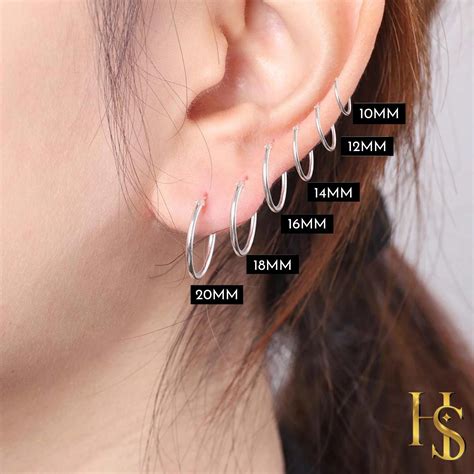Classic Hoop Earrings - 92.5 Silver - 1.2mm Thickness - Small Sizes 10