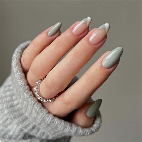 kxamelie medium length press  nails matcha green  french tips