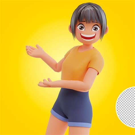 Premium PSD | Sexy girls showing something 3d cartoon illustration