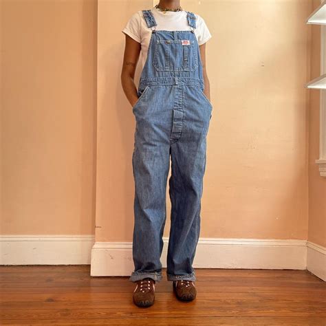 Vintage Blue Denim Overalls Size Medium... - Depop