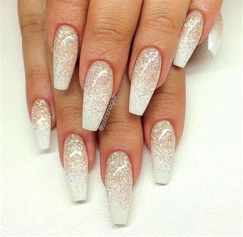 White Glitter Ombre Nails