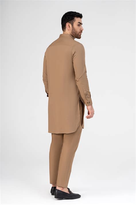 SELF DOBBY KURTA PAJAMA KHAKI – Charcoal Clothing