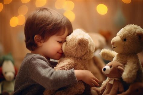 Premium AI Image | Children hugging and cuddling their favorite stuffed animals Children's Day