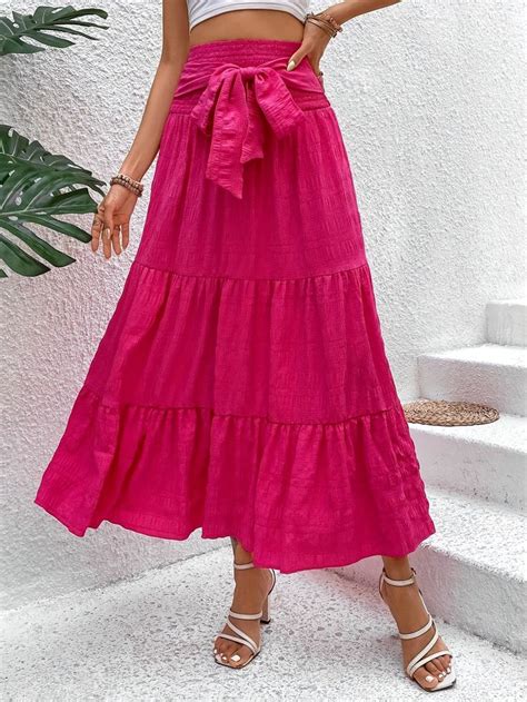 Jupe à volants et taille haute à lacets, jupe ample élégante pour le printemps et l'été