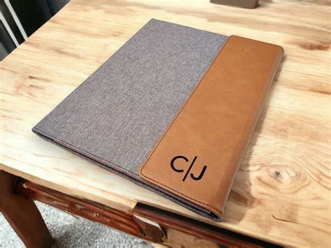 Personalized Portfolio With Monogram, Engraved Leatherette Canvas ...