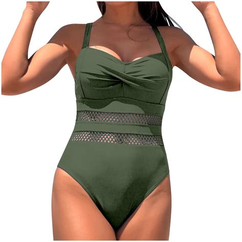 Bigersell Ruched One-Piece Swimsuits for Women Mesh 1 Piece Bathing