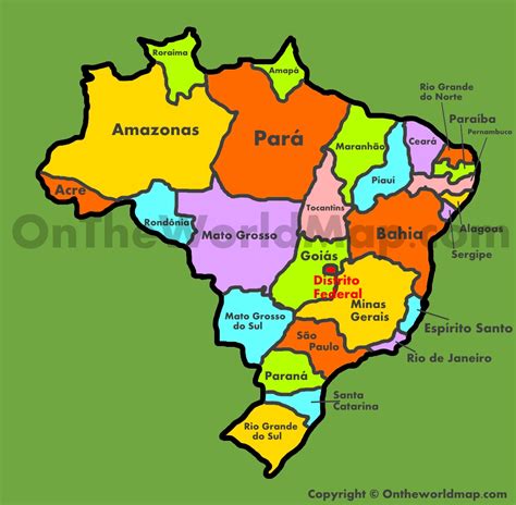 Brazil states map (Administrative map of Brazil) - Ontheworldmap.com
