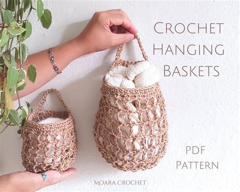 Crochet Hanging Basket PDF Pattern in Two Sizes Step by Step - Etsy