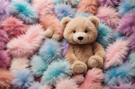 Premium AI Image | Pastel Fluffy Teddy Bear Wallpaper Fluffy Teddy Bear ...