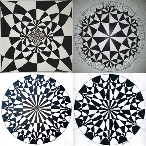 #hyperbolic #geometry #symmetry #pattern #mathart #regolo54 #handmade #escher #tessellation