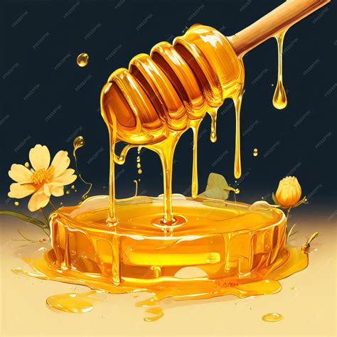 Premium Photo | A drawing of honey dripping from a honeycomb