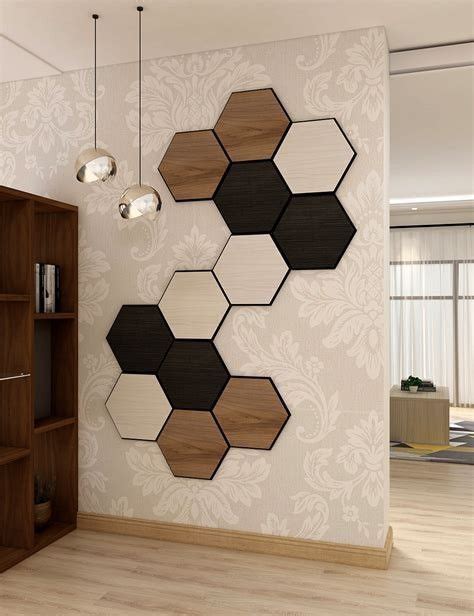 pin  sarah  inspiration hexagon decor wall design wooden wall decor